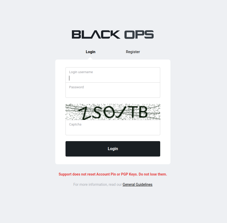 BlackOps Market Secure Login Interface Darknet Access